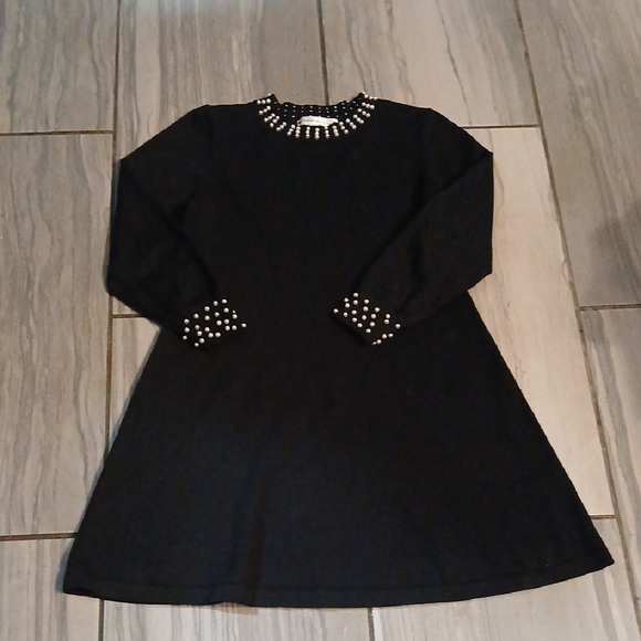 Black A-Line Cocktail Dress with Cuffed Long Sleeves - Picture 1 of 8